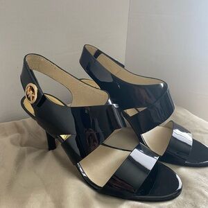Michael Kors Black Patent Leather Slingback Heels